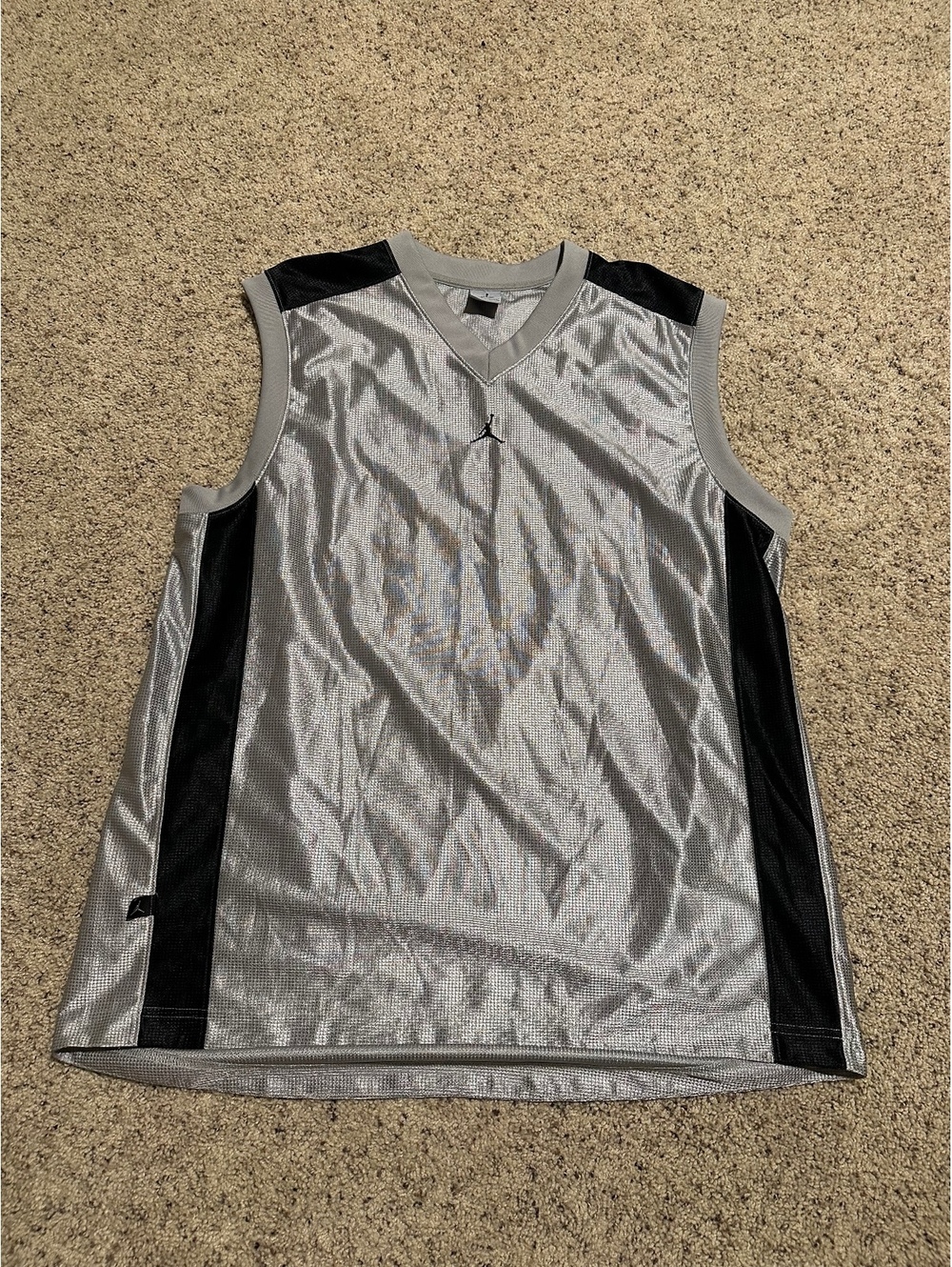 Jordan Sleeveless Basketball Jersey Silver Black XL